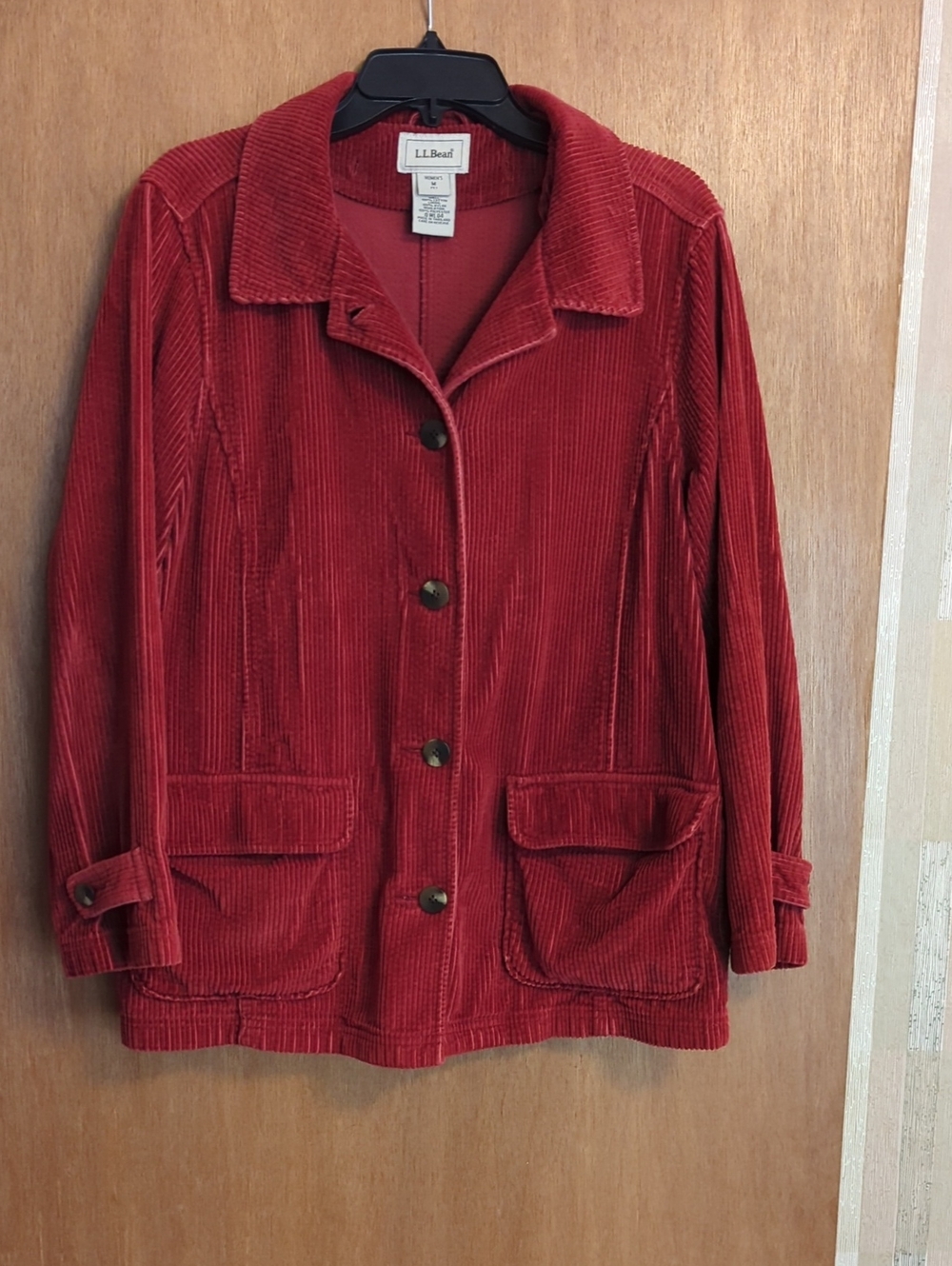 L.L. Bean Women's Deep Red Corduroy Button Jacket